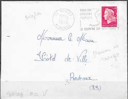 Flamme Secap O= De 33 Bégles Du 26-11 1970 Frappée Par Erreur En Rouge Au Lieu De Noire (mélange D'encre Rouge Et Noire - Lettres & Documents