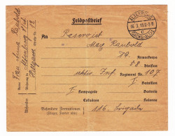 WW1 Feldpostbrief 1915 Altenburg Deutschland Reservist Infanterie Regiment 107 Feldpost Military Mail - Feldpost (postage Free)