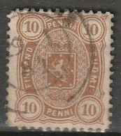 Finland Suomi 1875/1882. 10P. Mi 15Byb Mittleres Bis Dickes Papier. Gelbbraun. Gezahnt L 12,5 - Usados