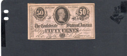 Baisse De Prix USA - Billet 50 Cents États Confédérés 1864 SPL/AU P.064 - Valuta Della Confederazione (1861-1864)