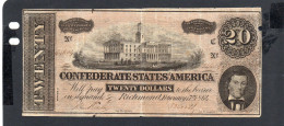 Baisse De Prix USA - Billet  20 Dollar États Confédérés 1864 TTB/VF P.069 § 64804 - Divisa Confederada (1861-1864)