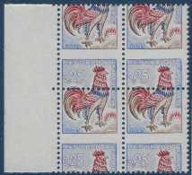 1962 Coq N°1331** 25c Bloc De 4 De Feuille ! Variété De Piquage à Cheval Décalage Extreme BDFeuille !! SPECTACULAIRE - 1962-1965 Cock Of Decaris