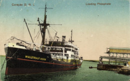 Curacao, D.W.I., WILLEMSTAD, Loading Phosphate, Steamer (1920s) Postcard - Curaçao