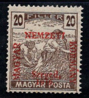 Hongrie, Szeged 1919 Mi. 11 Neuf ** 100% 20 F, Nemzeti, Surimprimé - Emissioni Locali