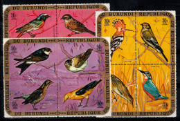 Burundi 1971 Mi. 690-701 Neuf ** 100% Poste Aérienne Oiseaux, 3 Blocs De Quatre - Ongebruikt