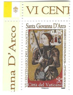 VATICAN, 6° Centenaire Jeanne D'Arc, Emission Commune France-Vatican, 2012, Neuf ** - Unused Stamps