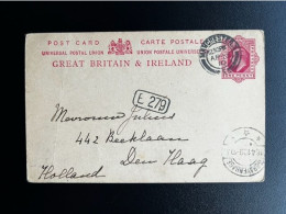 GREAT BRITAIN 1910 POSTCARD MANCHESTER TO 'S GRAVENHAGE 15-04-1910 GROOT BRITTANNIE UNITED KINGDOM - Storia Postale