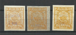 RUSSLAND RUSSIA 1921 Doplata OPt On Michel 156 - 3 Different Paper Types MNH/MH Postage Due Portomarken - Impuestos