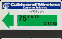 Cayman Island - CAY-AU-4, Green (control Without CI),  Autelca, 75 U, 70.000ex, 1986, Used - Kaaimaneilanden