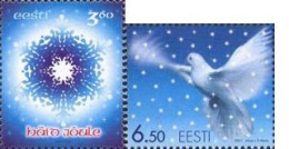 Estonia Estland Estonie 2001 Christmas Set Of 2 Stamps MNH - Palomas, Tórtolas