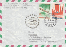 BUSTA 1964 SAN MARINO -VOLO INAUGURALE MILANO FRANCOFORTE LUFTHANSA-TIMBRO FRANKFURT (EX646 - Covers & Documents