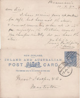 NEW ZEALAND 1892 POSTCARD SENT FROM MASTERTON - Lettres & Documents