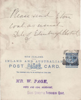 NEW ZEALAND 1892 POSTCARD SENT FROM WELLINGTON - Briefe U. Dokumente