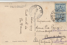CARTOLINA VIAGGIATA ROMA VATICANO 2X25 Piega Centrale 1929 (HC627 - Covers & Documents