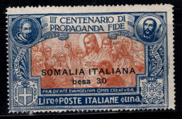 Somalie 1923 Sass. 48 Neuf * MH 100% Propaganda Fide, 30 B Sur 1 L. - Somalia