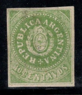 Argentine 1862 Mi. 6 II Sans Gomme 40% 10 C, Armoiries - Nuovi