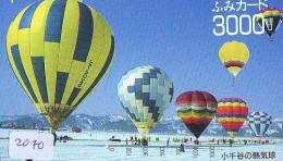 Carte Prepayee JAPON * (2070) BALLON * MONTGOLFIERE - Hot Air Balloon * Aerostato * Heißluft Prepaid CARD JAPAN - - Sport