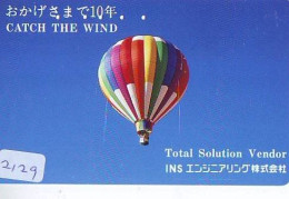 Carte Prepayee JAPON * (2129) BALLON * MONTGOLFIERE - Hot Air Balloon * Aerostato * Heißluft Prepaid CARD JAPAN - - Sport