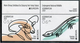 Azerbaijan 2021 . Europa CEPT . Endangered National Wildlife. 2v.   II - Azerbeidzjan