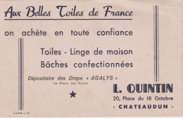 Buvard Publicitaire Aux Belles Toiles De France  Quintin à  Châteaudun (28)  Toiles Linge ...  TBE - Kleding & Textiel