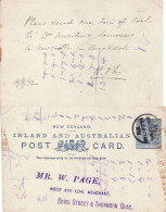 NEW ZEALAND 1892 POSTCARD SENT FROM WELLINGTON - Storia Postale