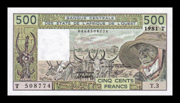 West African St. Estados De África Occidental Togo 500 Francs BCEAO 1981 Pick 806Tb 10 Digits Serial Sc Unc - Togo