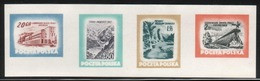 POLAND 1953 TOURISM TOURIST SERIES VIEWS COMPLETE SET IN A STRIP OF COLOUR PROOFS NHM Mountains Lakes Health Spa Resorts - Prove & Ristampe