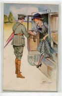 ILLUSTRATEUR Suzanne MEUNIER Histoire D'un Flirt Série No 56 - 4 Descente Taxi Elegante Dame Et Officier     D16 2023 - Meunier, S.