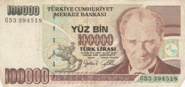 BANCONOTA TURCHIA 100000 LIRA VF (KP847 - Türkei