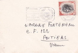 MONACO--1961--Lettre Monte-Carlo  Pour POITIERS (France)  Timbre Seul Sur Lettre.....cachet 1er Festival Télévision - Briefe U. Dokumente
