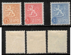 FINLAND FINNLAND FINLANDE  1956  MH(*) MI 459 459 460  SC 318 320 323 COAT OF ARMS WAPPEN BLASON LION WAPPENLÖWE - Nuovi