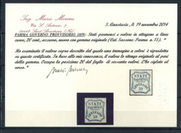 Parme 1853 Sass. 15 Neuf * MH 100% Cerificate Merone - Parma