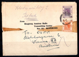 Hong Kong (Hong Kong) 1955 Mi. 178-179 Enveloppe 80% Oblitéré Vienne, Reine Elizabeth II - Briefe U. Dokumente