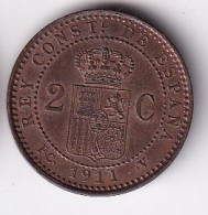 MONEDA DE ESPAÑA DE 2 CENTIMOS DEL AÑO 1911 (COIN) ALFONSO XIII - First Minting