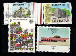 Europe 1987 Sans Gomme 100% CEPT, Gibraltar, Autriche, Portugalo Açores - 1987