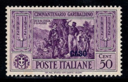 Kasos 1932 Sass. 21 Neuf * MH 100% Garibaldi, 50 Cents - Egeo (Caso)