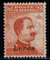 Lero 1921-22 Sass. 11 Neuf * MH 80% 20 Cents - Egée (Lero)