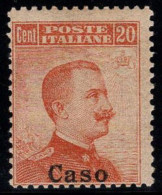 Cas 1917 Sass. 9 Neuf * MH 100% 20 Cents, Sans Filigrane - Aegean (Caso)