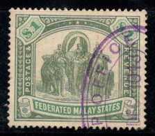 Malaya 1904 Mi. 35 Oblitéré 100% 1 $, Éléphants, CA - Federation Of Malaya