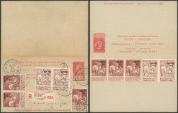 EP Au Type 10ctm Rouge Fine Barbe (double) + 102 X2 Et 103 X3 (Caritas) En Recommandé De Bruxelles > La Ville - Cartes Postales 1909-1934