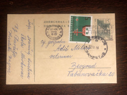 YUGOSLAVIA TRAVELED CARD 1959 YEAR TUBERCULOSIS RED CROSS HEALTH MEDICINE - Covers & Documents