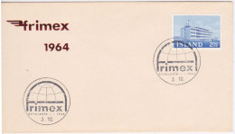 FDC - ISLANDE - ISLAND - FRIMEX 1964 - CACHET POSTAL  REYKJAVIK  3.10 1964 - FDC