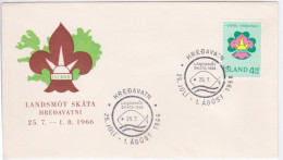 FDC - ICELAND - ISLANDE - ISLAND - LANDSMOT SKATA  - CACHET POSTAL  HREDAVATNI  25 JUILLET AU 1 AOUT 1966 - FDC