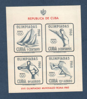 Cuba, **, Yv BF 16, Mi BL 18, Sport, Jeux Olympiques, Rome 1960, - Vignettes D'affranchissement (Frama)