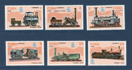Cuba, **, Yv 2694 à 2699, Mi 3017 à 3022, Locomotives, Train, - Viñetas De Franqueo (Frama)