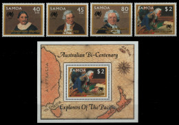 Samoa 1987 - Mi-Nr. 621-624 & Block 42 ** - MNH - Entdecker / Explorers - Amerikaans-Samoa