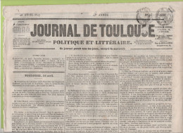JOURNAL DE TOULOUSE 26 04 1847 - PORT GARAUD GABARRE - RIZ CAMARGUE - TAHITI - CANAL DE SUEZ - GALLICIE MASSACRE - AGEN - 1800 - 1849