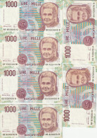 6 BANCONOTE EF MONTESSORI LIRE 1000 (ZK1762 - 1000 Lire