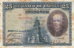 BANCONOTA SPAGNA 25 PESETAS 1928 VF (ZX1380 - 25 Pesetas