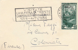 LETTERA 1954 10 L. AMG-FTT TIMBRO TRIESTE  VISITATE LA FIERA (ZX346 - Marcophilie